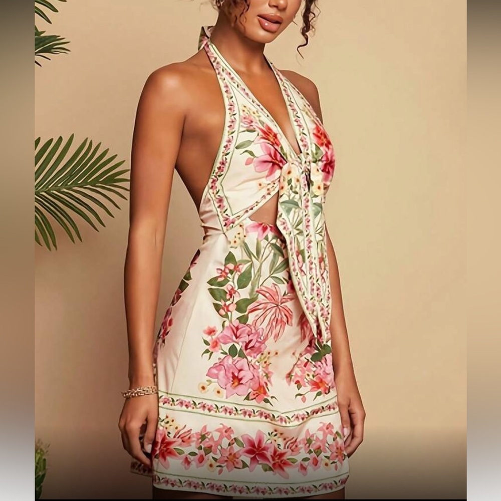Floral Halter Dress - Picture 3 of 5